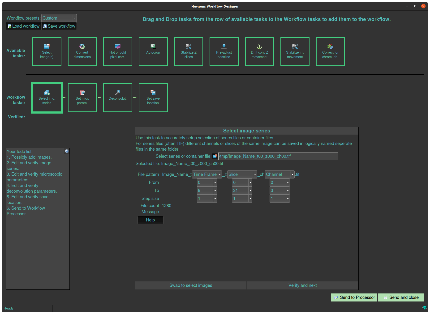 Huygens Workflow Select Series