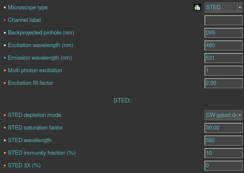 STEDMicroscopicParameters